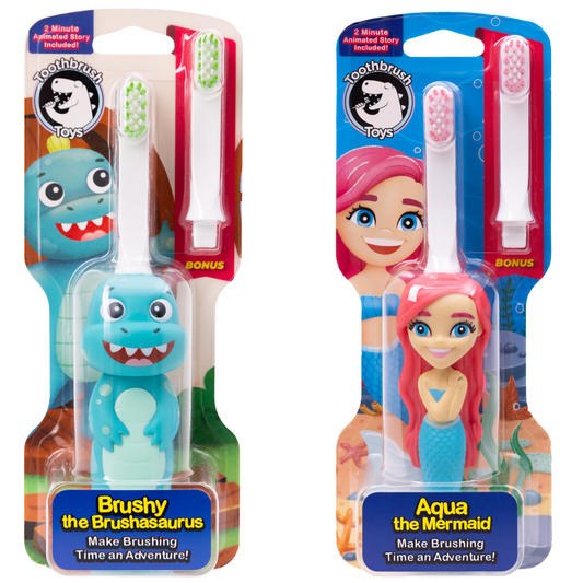 Aqua the Mermaid and Brushy the Brushasaurus